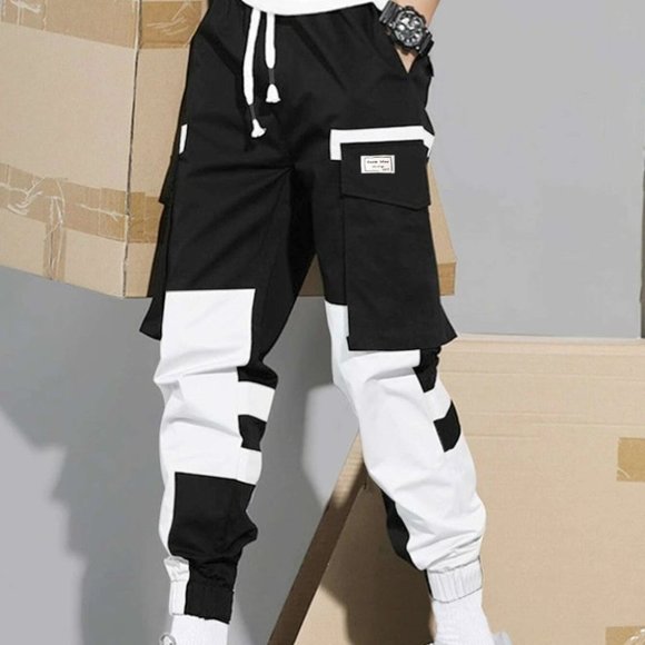 Streetstyle Two Tone Black & White Men's Cargo Pants - Picture 3 of 6